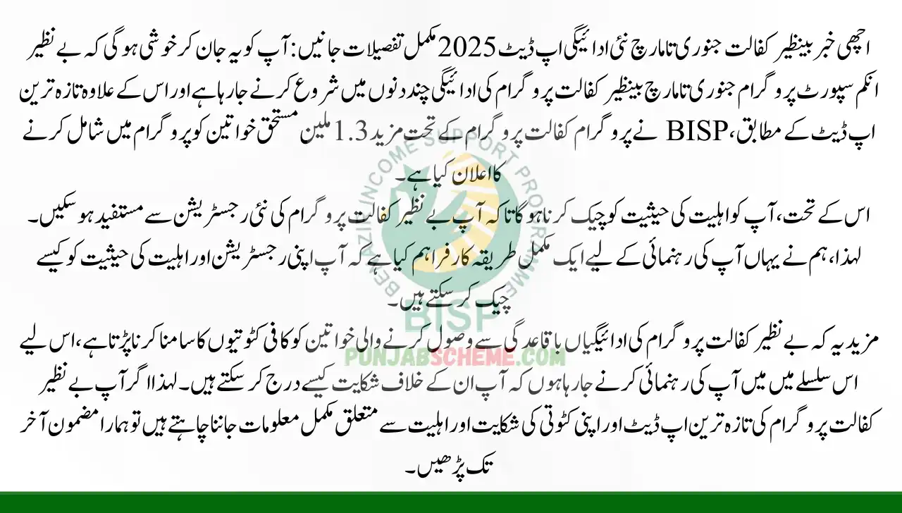 Benazir Kafalat January To March New Payment Update