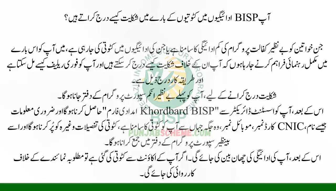 How do you file a complaint about deductions in BISP payments